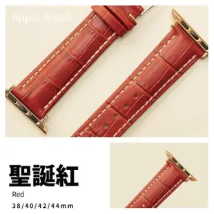 【ALL TIME 完全計時】Apple Watch S7/6/SE/5/4 42/44/45mm壓紋真皮錶帶