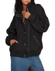 [Belle & Bloom] Most Wanted Suede Bomber Jacket in Black