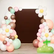 Babenest Square Wedding Arch Cover, 6.6FT Brown Two-Sided Spandex Fitted Rectangle Balloon Arch Stand Cover for Party Wedding Ceremony Birthday Baby Shower Anniversary Decoration