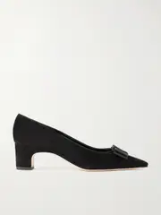 [Manolo Blahnik] Manolo Blahnik - Reador 50 Bow-detailed Suede Pumps - Black - IT40.5 IT 40.5 Black