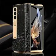 Leather Phone Case for Samsung Galaxy Z Fold5 Fold 5 4 3 Fold4 ZFold5 ZFold3 Back Cover with Tempered Glass Mirror Film,4,for Galaxy Z Fold5