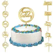 10-Pack Happy Birthday Cake Toppers,Gold Cake Toppers Acrylic Birthday Cake