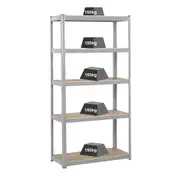 Silver 5 Tier Boltless Metal Rack