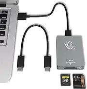 CFexpress Type A Card Reader, USB 3.2 Gen 2 10Gpbs, Compatible with CFexpress Type A Card/SD Memory Card, Dual-Slot Portable Aluminum CFexpress Card Reader Support Windows/Android/Mac OS/Linux