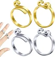 BLMHTWO 4 Pieces Crochet Ring Adjustable Yarn Ring for Crocheting Knitting Loop Open Finger Ring for Mother Grandma Thanksgiving Presents Finger Yarn Guide Crochet Accessories, Non-Precious Metal, No