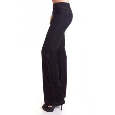 $230 J BRAND JEANS Malik BLACK BELL Wide Flared Leg 70'S Rigid DENIM ( 26 )
