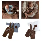 Lovely Newborn Photography Garment Baby Top Spectacles with Dungaree Shorts set