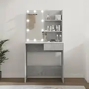 Dressing Table w/LED, Vanity Desk, Home Bedroom Furniture Concrete Grey 74.5x40x141 cm