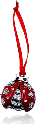 Red Ladybug Bling Crystal Holiday Tree Ornament - Rhinestone Ladybug Christma...