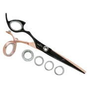 Sharkfin Shears Professional Left Handed Swivel Rose Gold/Black 6.25" Scissors