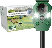 Joomouney Cat Repellent Garden,Ultrasonic Cat Deterrent Solar Animal Scarer Deterrent with PIR Sensor & Flash Light 5 Modes USB Charging, IP65 Waterproof Animal Repellent for Dog, Fox, Bird, Cats