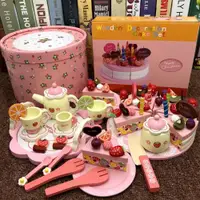 在飛比找ETMall東森購物網優惠-女孩新年生日禮物仿真蛋糕幼兒童木質切切樂過家家廚房小公主玩具