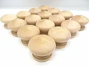 Leasiczg 16PCS Round Wooden unpolished Drawer Furniture Cabinet knobs Handle(Diameter: 3.2 cm, Height: 2.4 cm／16PCS)