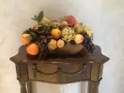 Stunning Artificial Tuscan Fruit Centerpiece Arrangement In A Wood Container