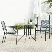 vidaXL Stackable Garden Chair Set 3 Piece Anthracite Powder-coated Steel