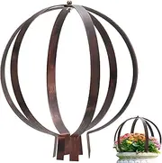 Large Round Metal Garden Trellis for Climbing Plants 27" x 23" Heavy Duty Circle Garden Obelisk Plant Spheres for Outdoor Potted Decor Flower Lattice Topiary Frame for Patio Doorway Urn Filler (Gold)