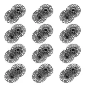 24 Sets Hollow Flower Snap Buttons, Press Buttons 30mm, Iron Grey