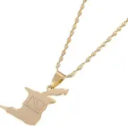 [Ｗoowayo] Trinidad and Tobago Map Flag Pendant Necklace Stainless Steel Country Map Jewelry