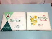 2 Double White Cotton Fine Muslin Flat Bed Sheet Sumter Springmaid Pepperell