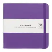 5 x 5" Hardcover Leather Pocket Sketchbook, 58 Sheets 150GSM/102lb, Purple
