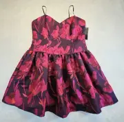 Aidan Mattox Sleeveless Floral Jacquard Party Dress Pink/ Fuchsia Size 16 NWT
