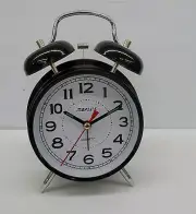 MAPLES 4" BLACK FINISH -DOUBLE BELL QUARTZ ALARM CLOCK