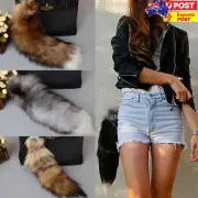 40cm/16" Long Faux Fox Fur Tail Keychain Bag Purse Key Ring Furry Pendant Decor