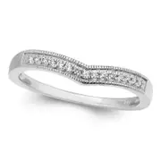 0.10 CT. T.W. Natural Diamond Contour Wedding Band in Sterling Silver