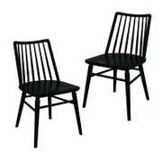 Riviera Solid Oak Dining Chair - Set of 2 - Black
