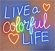Sign Lamp Live A Colorful Life Neon Sign Home Decor For Housewarming Wedding Party 55cm(C)