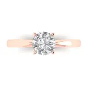 14K Rose Gold Solitaire Promise Ring, 1 ct Round Cut Simulated Diamond