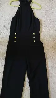 AX Paris NWT Black Halter Neck Jumpsuit Size 16 with wide legs