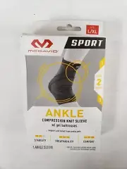 McDavid Sport Gray Ankle Compression Knit Sleeve w/ Gel Buttress L/XL Level 2