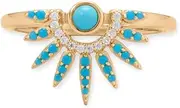 [JewelryWeb] 14k Gold Plated 925 Sterling Silver Simulated Turquoise and CZ Spike Ring 3mm 1 1.2mm Turquoise1 1.2mm W Jewelry for Women - Ring Size Options: 6 7 8 9