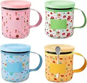 4pcs Ice Cream Neoprene Sleeves, Prints Reusable Insulated Ice Cream Pint Sleeve Cover for Ninja Creami 24oz Ice Cream Maker Containers with Handle Spoon Holder (4 Styles)