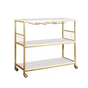 Kitchen Island Trolley Portable Bar Cart Wine Rack Drinks Glass Bottle Holder Shelf Storage Organizer Coffee Tea Liquor Serving Utility Stand on Wheels