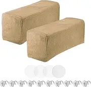 uxcell 2pcs Couch Arm Covers, Armchair Sofa Arm Covers with Twist Pin, Anti-Slip Furniture Protector Slipcovers for Chairs/Sofas, Khaki