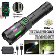 Rechargeable LED Flashlight 990000LM High Lumen Lamp with 3 Mode IPX4 Waterproof