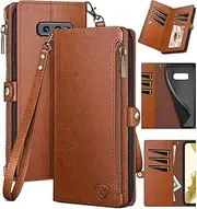 XcaseBar for Samsung Galaxy S10E Wallet case with Zipper Credit Card Holder【RFID Blocking】, Flip Folio Book PU Leather Phone case Shockproof Cover Women Men for Samsung S10E case Light Brown