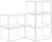 Versatile 5-Pack Stackable Storage Bins with Magnetic Doors - Waterproof Design