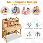 Solid Rubber Wood Kids Desk w/ Bookshelf & Drawer,Study Table,Adjustable Height