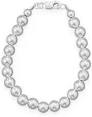 [JewelryWeb] Sterling Silver Bead Bracelet in Silver Choice of Lengths 18 20 and 6mm 7mm 8mm