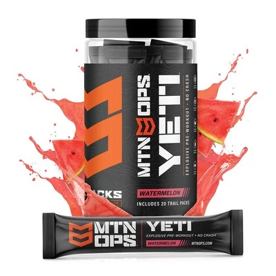 MTN OPS Yeti Trail Packs Pre-Workout Powder Energy Drink with Creatine, 200mg Ca