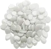 MacroHu Pack of 50 luminous stones, glow-in-the-dark stones, fluorescent pebbles, luminous stones, garden aquarium stones, luminous pebbles, outdoor decorative stones, pebbles, glow in the dark, white