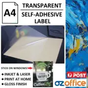 A4 Clear Translucent Glossy Self Adhesive Sticker Label Paper Inkjet Laser Print