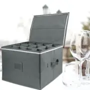 Stemware Storage Container with Dividers Hard Top and Sides Protecting Box