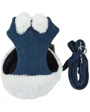 Pet Life Luxe Pom Draper 2 in 1 Adjustable Dog Harness Leash with Pom Pom Bowtie