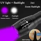 Rechageable UV White LED Torch Flashlight 120000LM Ultra Violet Blacklight 2In1