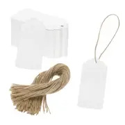 100Pcs Kraft Paper Gift Tags with String,1.8x3.7" Wood Pulp Paper Labels White