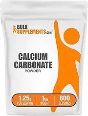 BulkSupplements.com Calcium Carbonate Powder - Calcium Supplement, Calcium 500mg - Calcium Carbonate Food Grade, 1250mg (500mg Calcium) per Serving, 5kg (11 lbs) (Pack of 5)
